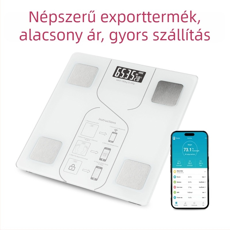 Otthoni Bluetooth testzsírmérleg, fogyásra és edzésre, nagy pontosságú testtömeg-mérleg, elektronikus mérleg, okos