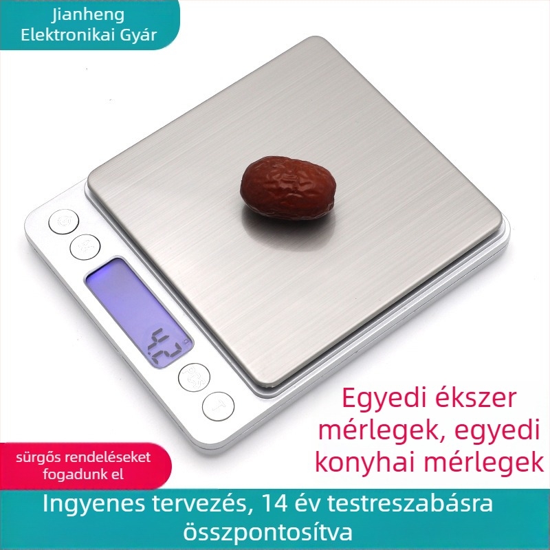 Személyre szabott i2000 magas precizitású ékszer- és konyhai mérleg, 3000 g kapacitás, újratölthető