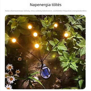 Napelemes LED rovar alakú talpas kerti lámpa, esőálló kültéri díszkivilágítás