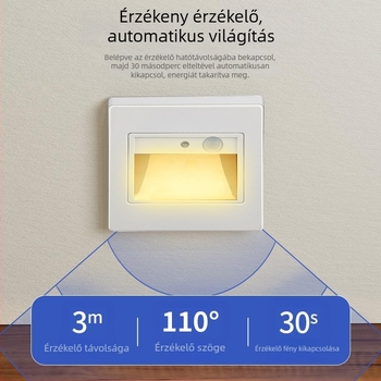 86-os típusú beépített LED éjjeli lámpa folyosókra, lépcsőkre és lépcsőfokra mozgásérzékelővel