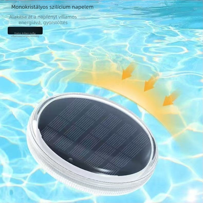 Napelemes RGB úszómedence világítás távirányítóval, IP67, kerek Ø11 cm