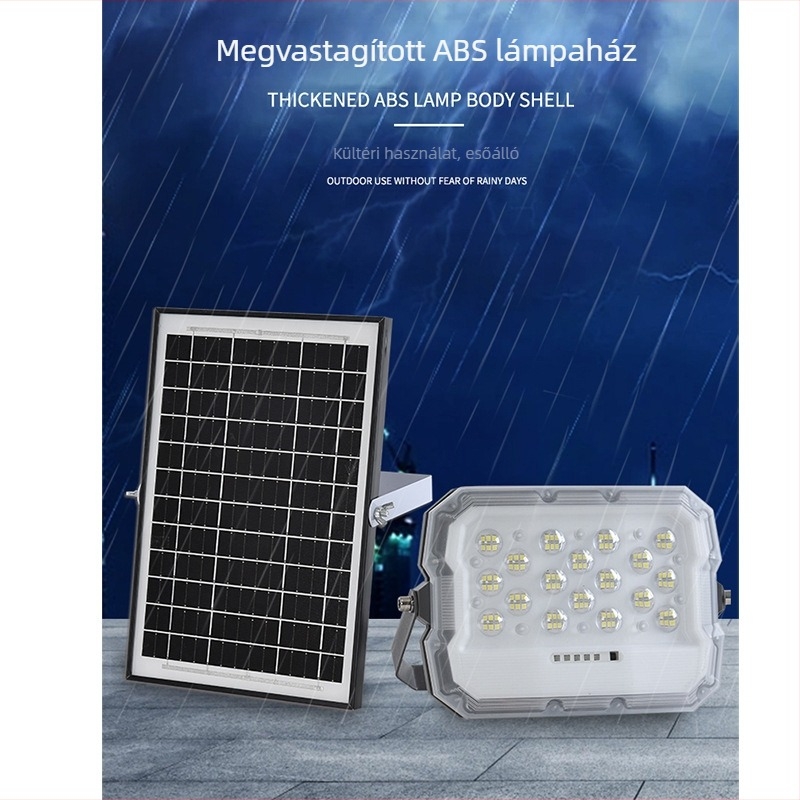Napelemes LED-fényvető kültéri használatra, IP65 vízálló, útakra, kertekre és udvarokra