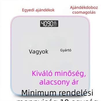 Elektronikus mérleg személyre szabott logóval — fürdőszobai testsúlymérleg, aranyos rajzfilmszerű dizájn, tartós