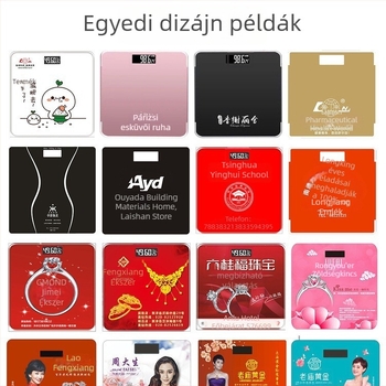 Elektronikus mérleg személyre szabott logóval — fürdőszobai testsúlymérleg, aranyos rajzfilmszerű dizájn, tartós