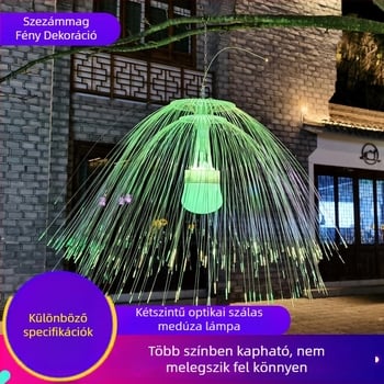 Kétszintes optikai szálas medúza lámpa színes villogó fényekkel és csillagos ég effektussal kültéri tájvilágításhoz, térre és parkokra