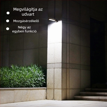 Napelemes mozgásérzékelős kültéri lámpa, falra szerelhető, IP65 vízálló, ajtókhoz és ösvényekhez