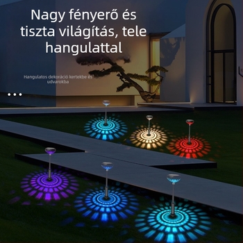 Napelemes talajlámpa kültéri kerthez, RGB színű vetítés, vízálló dekoratív lámpa a gyephez