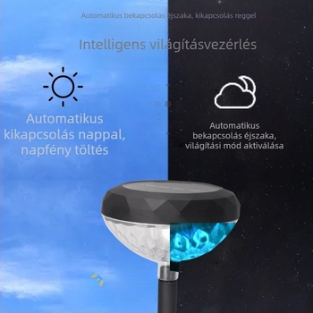 Napelemes talajlámpa kültéri kerthez, RGB színű vetítés, vízálló dekoratív lámpa a gyephez