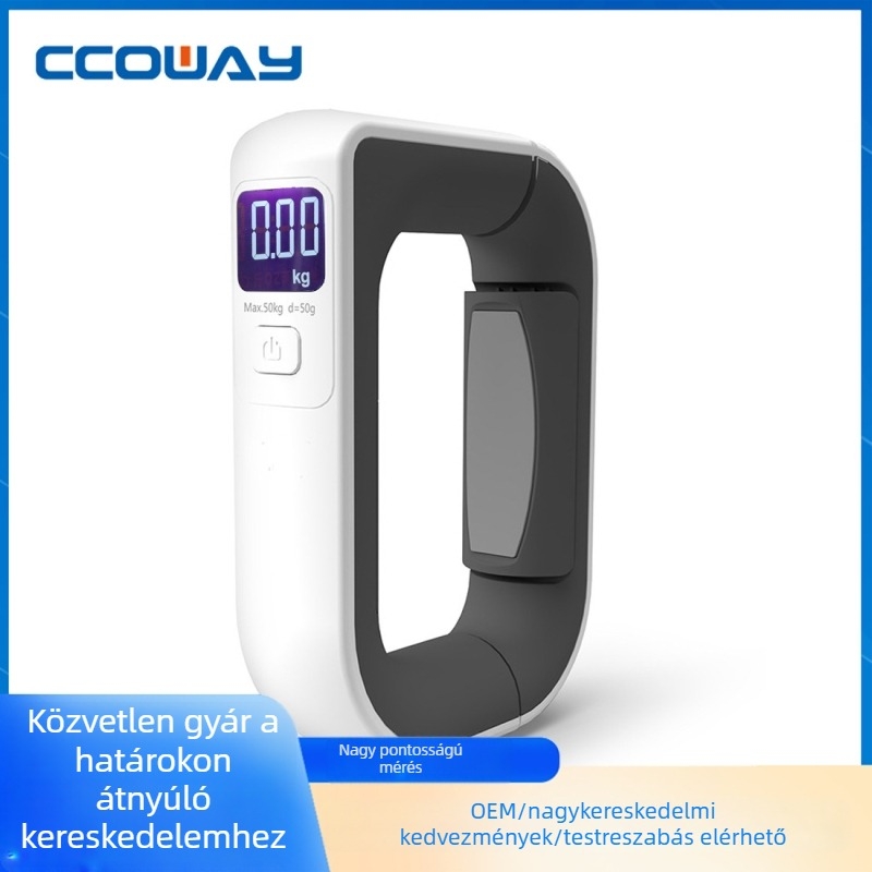 50 kg-os digitális poggyászmérleg nagy fogantyúval és kampóval a pontos méréshez