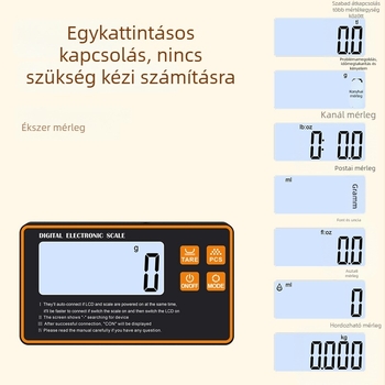 Különálló konyhai mérleg intelligens elektronikus mérés, 1 g felbontás, kompakt gramm Mérleg háztartási használatra, nagy pontosságú élelmiszer mérleg, méréstartomány 5 g–15 kg