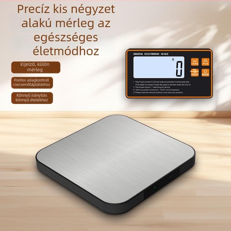 Különálló konyhai mérleg intelligens elektronikus mérés, 1 g felbontás, kompakt gramm Mérleg háztartási használatra, nagy pontosságú élelmiszer mérleg, méréstartomány 5 g–15 kg