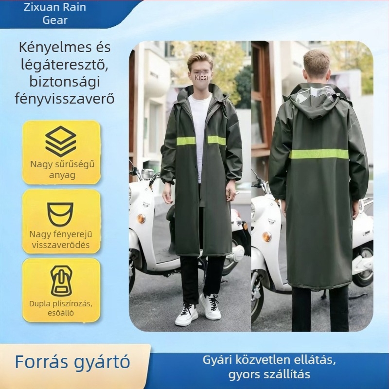 Hosszú, fényvisszaverő kötött esőkabát kültéri túrákhoz, uniszex