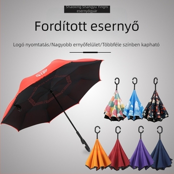 Visszafelé nyíló esernyő, kétszeres rétegű, C-típusú, kézi nyitású, összecsukható reklám esernyő logónyomtatással