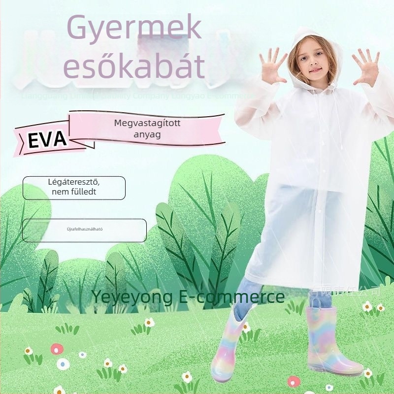 Gyerekeknek készült esőponcsó, vast EVA anyagból, könnyen hordozható