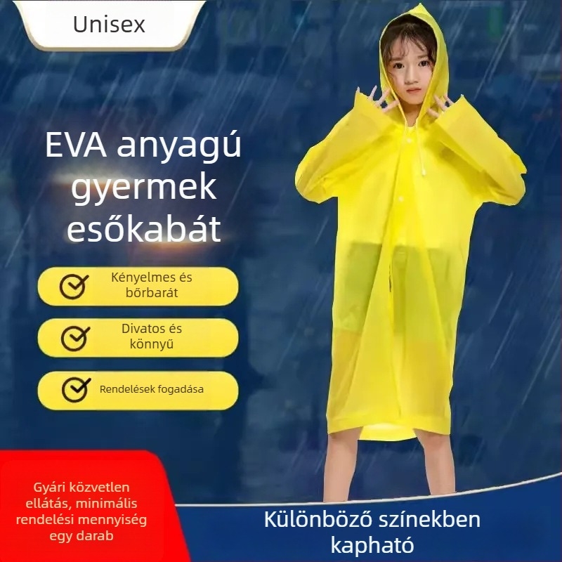 Gyerekeknek készült esőponcsó, vast EVA anyagból, könnyen hordozható