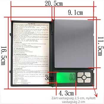TY-02 Magas pontosságú ékszer mérleg rozsdamentes acélból, hordozható asztali mérleg LCD kijelzővel, 0,01 g pontosság, 500–2000 g tartomány