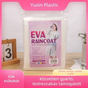 Hordozható EVA esőkabát, szélvédett és vízálló, fehér, egyszemélyes poncsó
