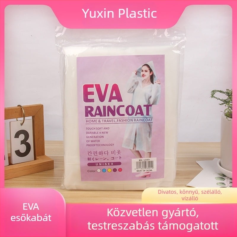 Hordozható EVA esőkabát, szélvédett és vízálló, fehér, egyszemélyes poncsó