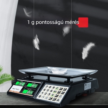 1 g pontosságú kereskedelmi asztali elektronikus mérleg, 30 kg/40 kg kapacitás