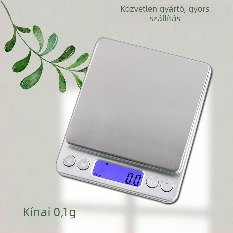 i2000 digitális konyhai mérleg dupla tálcával, rozsdamentes acél, ezüst színű, 3 kg kapacitás, hordozható ékszer mérleg