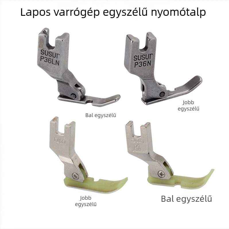 Lapos, egyoldalú műanyag presser foot ipari varrógéphez, acélból készült nyomótalp a bőr számára, alaplemez T36LN/P36N