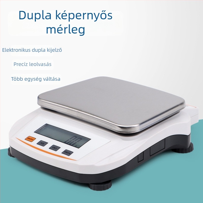 Laboratóriumi nagy pontosságú digitális mérleg, 0,1 g felbontás, többfunkciós grammás mérleg