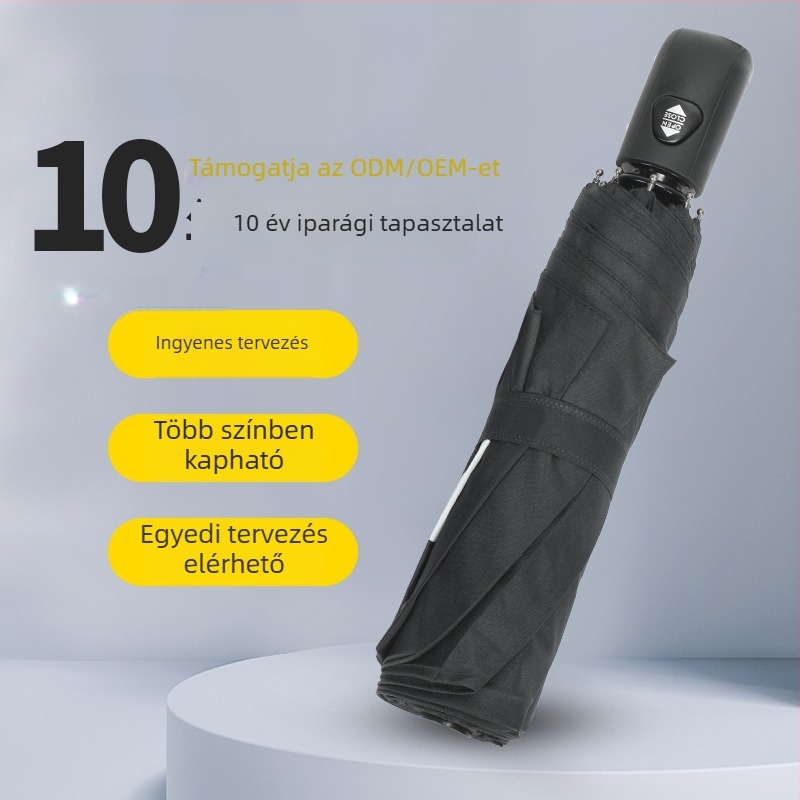 Desheng reklám esernyő, 21 hüvelyk, automatikus nyitás, UV védelem, 8 bordás háromszegmenses összecsukható esernyő