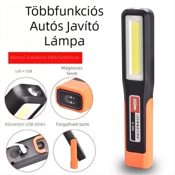 Mágneses COB-LED munka lámpa, újratölthető javítási zseblámpa kampóval