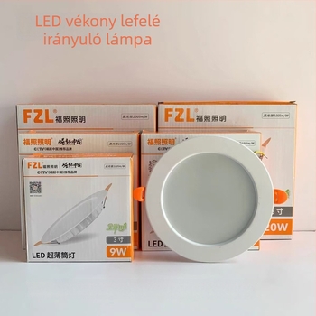 Fuzhao ultra vékony LED mennyezeti downlight nappaliba és folyosóra, beépített lámpa, 6–10W, 6500K hidegfehér, nyílás Ø75–80 mm, méretek 2,5–8 hüvelyk