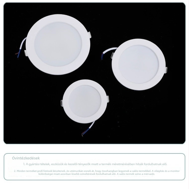Fuzhao ultra vékony LED mennyezeti downlight nappaliba és folyosóra, beépített lámpa, 6–10W, 6500K hidegfehér, nyílás Ø75–80 mm, méretek 2,5–8 hüvelyk