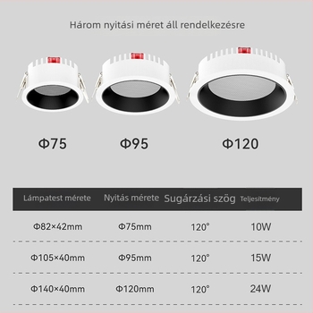 Beépíthető COB LED downlight keskeny kerettel, 10–50W, 3000K