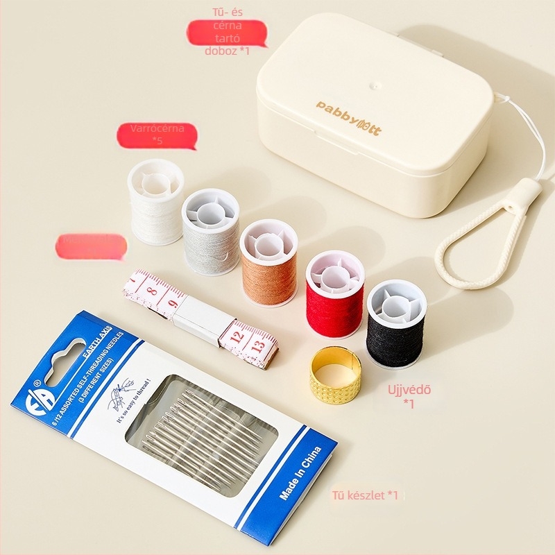 Mini hordozható mágneses varrótű- és cérnázó doboz akasztóval, tű nélküli varrókészlet, biztonságos szállítás és tárolás