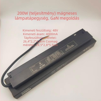 Beépített GaN-alapú LED tápegység sínvilágításhoz, 48V 200W, izolált