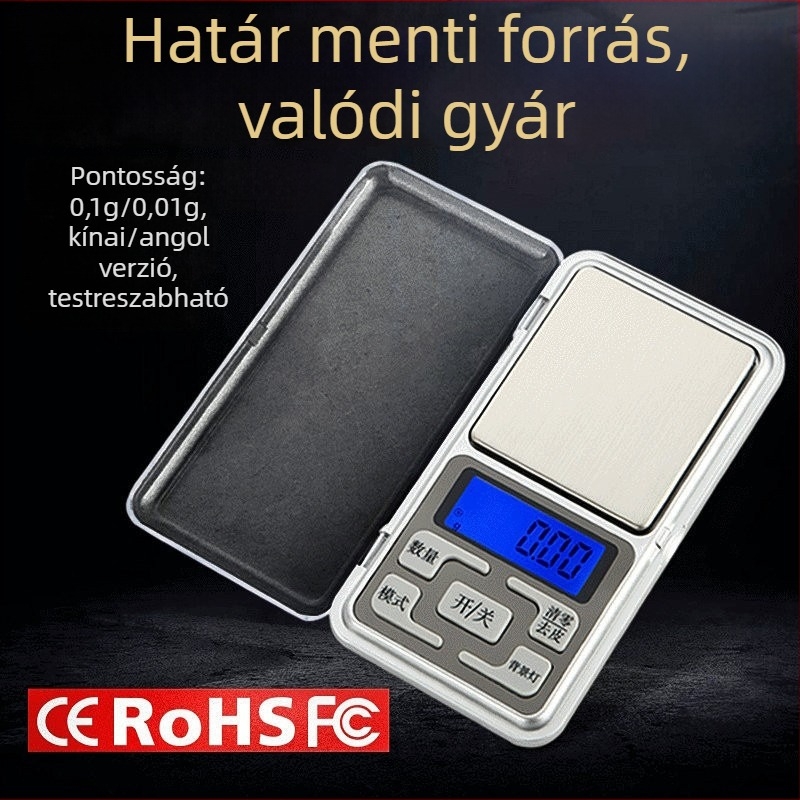 Mini elektronikus mérleg, zsebméretű ékszermérleg, 0.01 g pontosság
