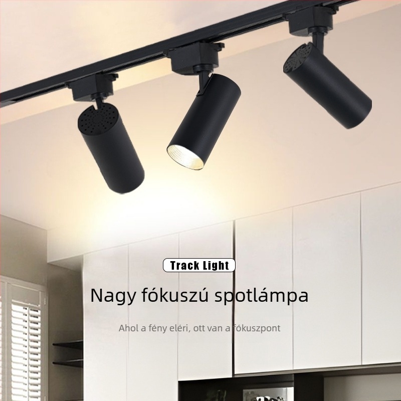 LED sínvilágítás ruházati boltokhoz – COB ultra‑világos, felületre szerelt sín-stílus spotok a háttérfalon