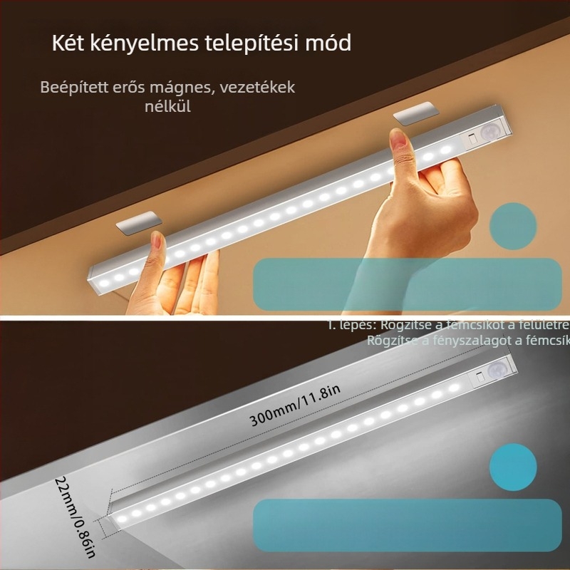 Mozgásérzékelős LED-szalag mágneses rögzítéssel szekrényekhez és gardróbokhoz