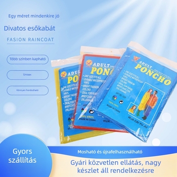 Vastagított egyszer használatos gyerek esőponcsó kapucnival, egy darabból, kültéri vidámparkokhoz, PVC anyag