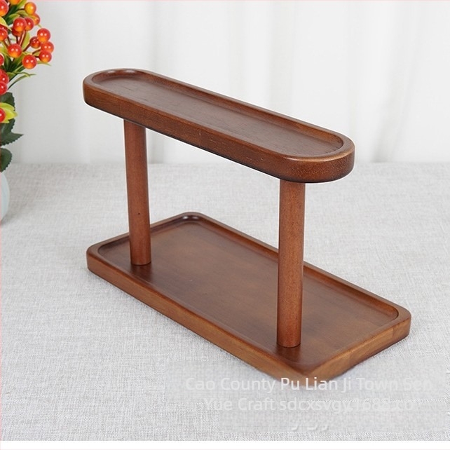 Kétemeletes, faanyagból készült asztali tároló sminkek, parfümök és rúzsok tárolására; modern, minimalist otthoni bejárati szervező