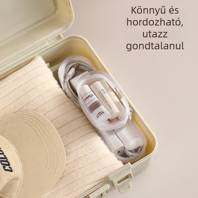 FaSoLa Átlátszó utazási kábel-tároló táska — multifunkcionális szervező kábelekhez és töltőkhöz