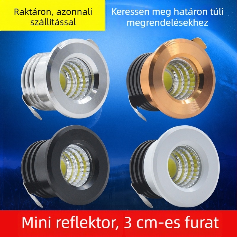 Beépített LED mennyezeti spotlámpa, kis méretű spot, 3W COB, világítás boros szekrényhez és vitrinházhoz, kis nyílás, 30 fényességi szint