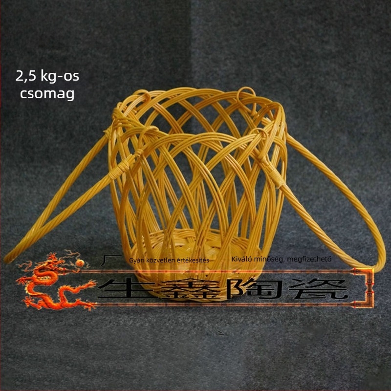 Műanyag fonott boros kosár üvegekhez és palackokhoz, rattan hatású, méretek 1, 2, 5 és 10 jin.