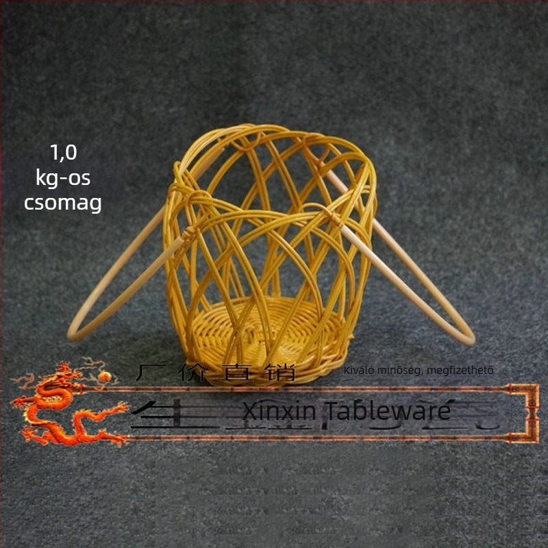 Műanyag fonott boros kosár üvegekhez és palackokhoz, rattan hatású, méretek 1, 2, 5 és 10 jin.