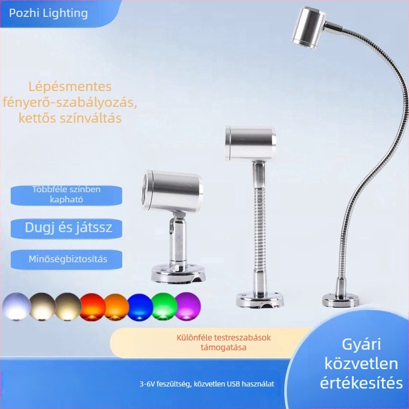 LED mini spotlámpa, 5V USB tápegységgel, polcokra, vitrinákra és akváriumokba