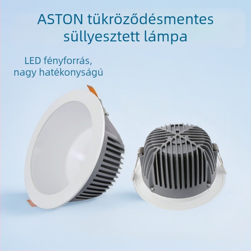 Beépített, nagy teljesítményű LED lefelé világító lámpa, alumínium ház, 21–30W, 4000K, CRI ≥90, max. 36V, kivágás 200 mm, teljes méret 230 mm, SMD chip