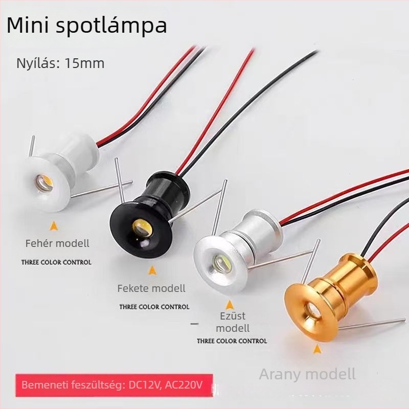Állítható fényerejű mikro LED spotlámpa, 12V, 15mm, 1W, csillagos ég háttér a falon és a plafonon
