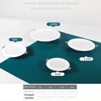 Beépített LED mennyezeti downlight, háromszínű állítható fény (fehér/sárga), 6–10W