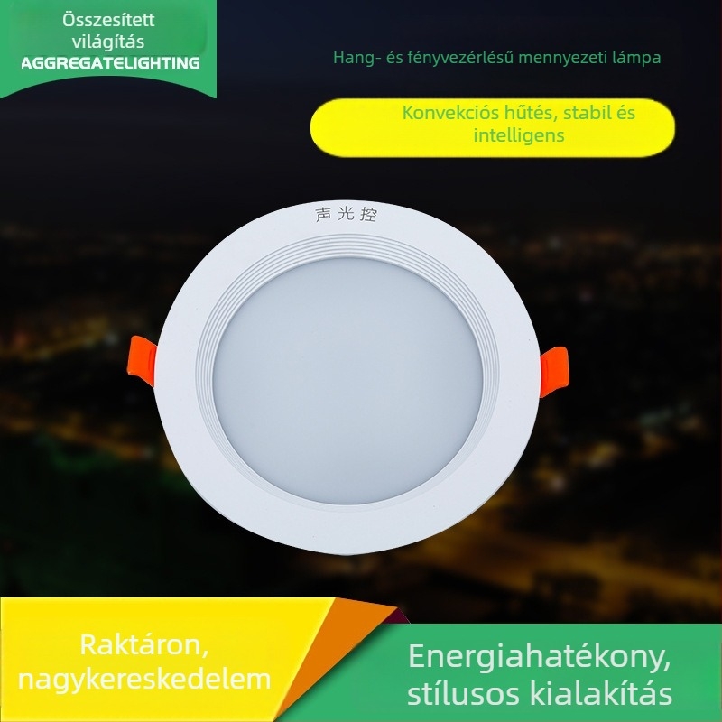 LED vészhelyzeti beépített mennyezeti lámpa hang- és fényvezérléssel és mozgásérzékelővel