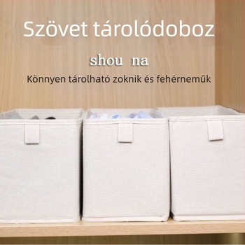 Összecsukható otthoni tárolókosár pamut-lin anyagból, 3,3 L, 33×10×10 cm, zoknik és alsóneműk számára