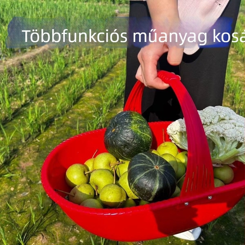 Mezőgazdasági kézi kosár trágyázáshoz és gyümölcs- és zöldségszedéshez, műanyag leeresztő kosár