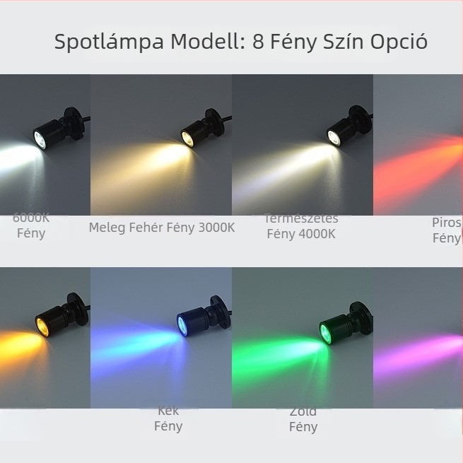 Távirányítós mini LED spotlámpa vitrinéhez, 1W, USB táplálás, 5V, állítható fényerő, színes világítás